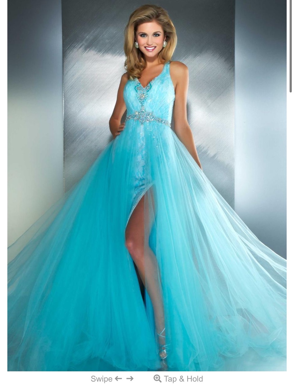 Mac Duggal Prom 61194M Aqua Ball Gown | Size 4 | Read Description